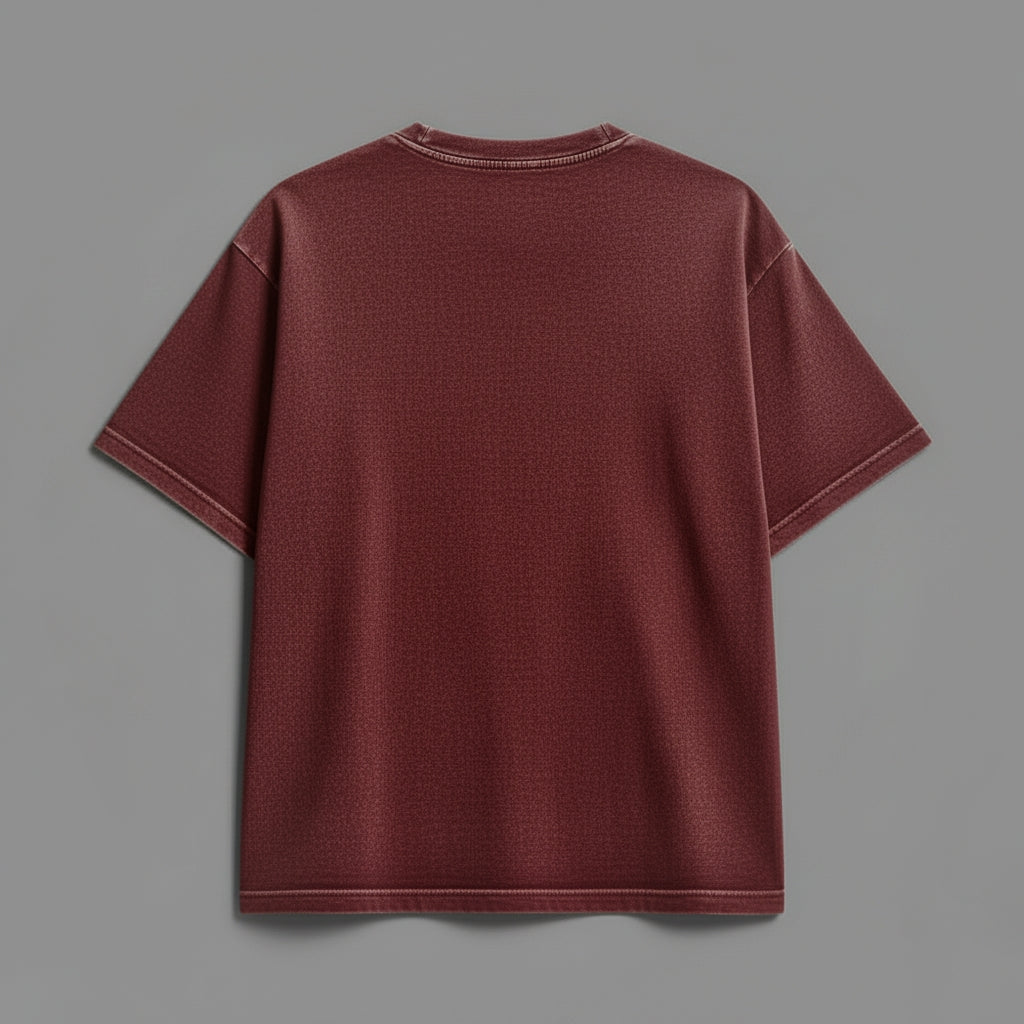 SLEEK TOUCH OVERSIZED TEE – MAROON ACID WASHED