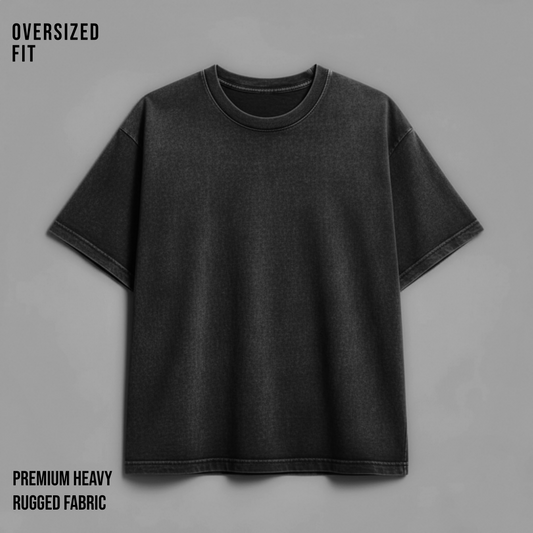 STREETWEAR ESSENTIAL OVERSIZED TEE – BLACK ACID WASHED
