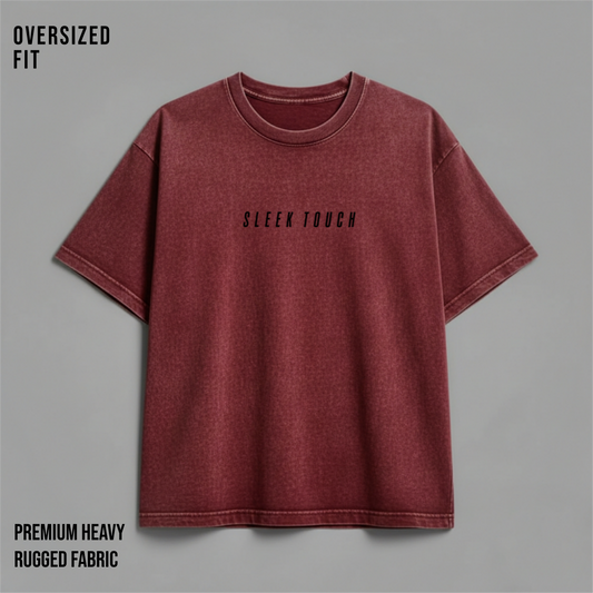 SLEEK TOUCH OVERSIZED TEE – MAROON ACID WASHED