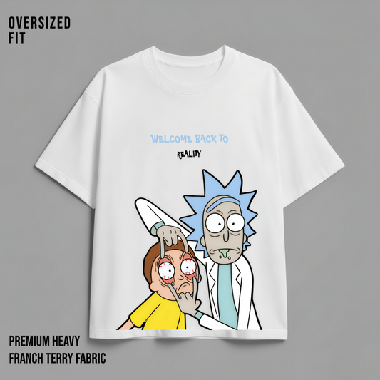 RICK & MORTY OVERSIZED TEE-WHITE