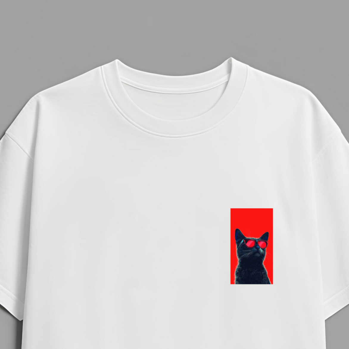 MEOW OVERSIZED TEE-WHITE