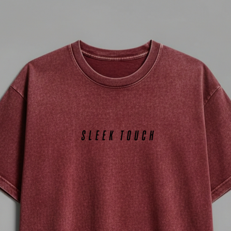 SLEEK TOUCH OVERSIZED TEE – MAROON ACID WASHED