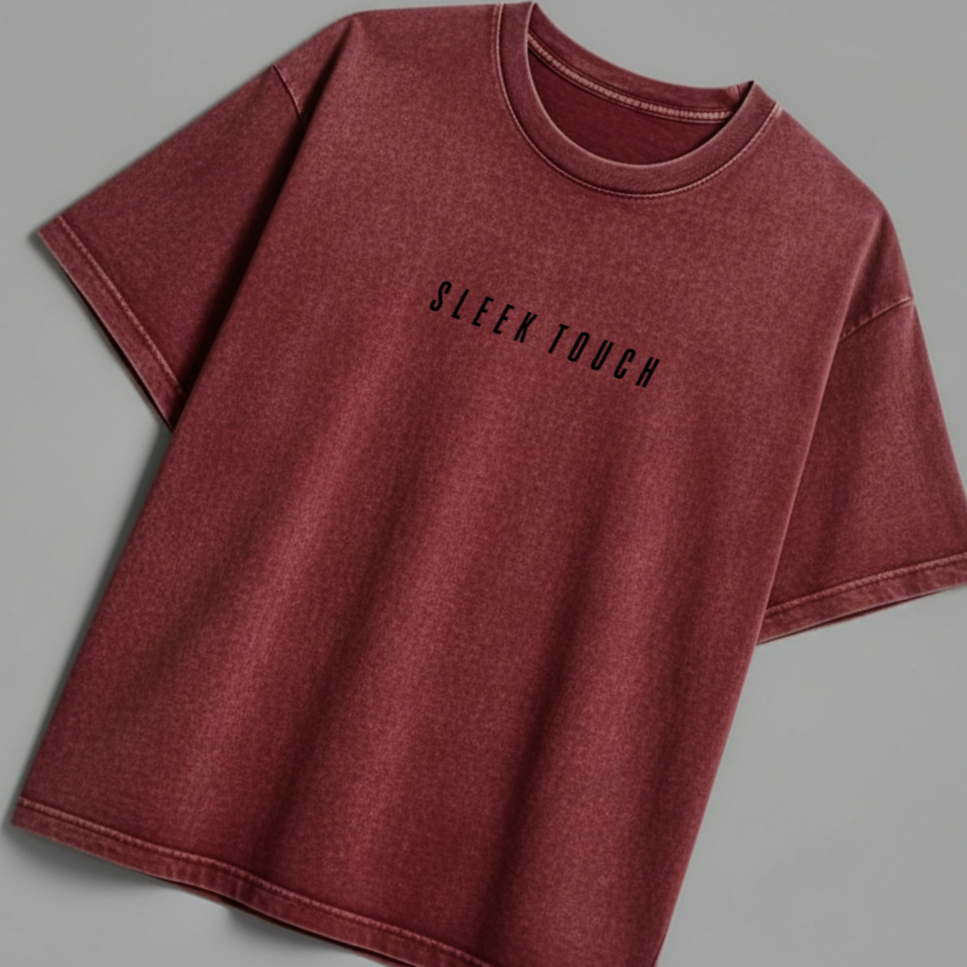 SLEEK TOUCH OVERSIZED TEE – MAROON ACID WASHED