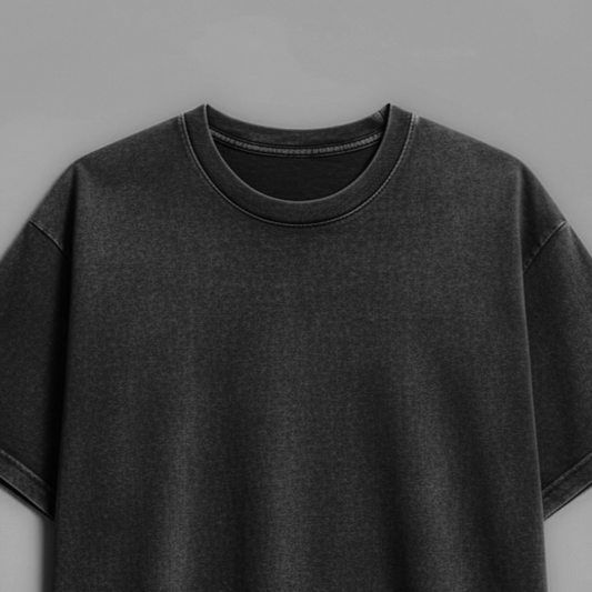 STREETWEAR ESSENTIAL OVERSIZED TEE – BLACK ACID WASHED
