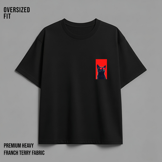 MEOW OVERSIZED TEE-BLACK