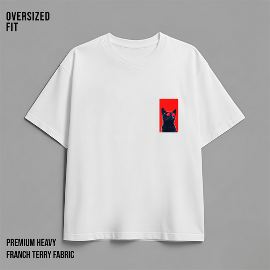 MEOW OVERSIZED TEE-WHITE