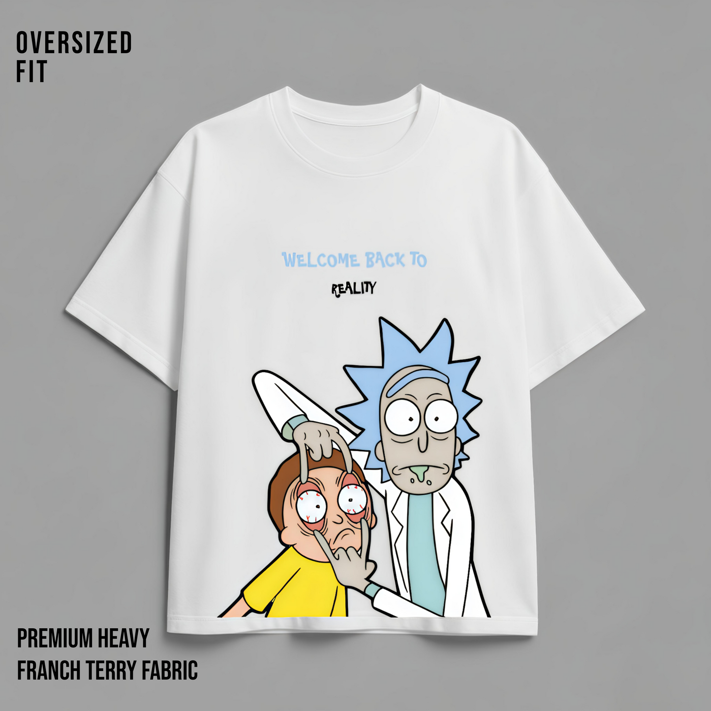 RICK & MORTY OVERSIZED TEE-WHITE