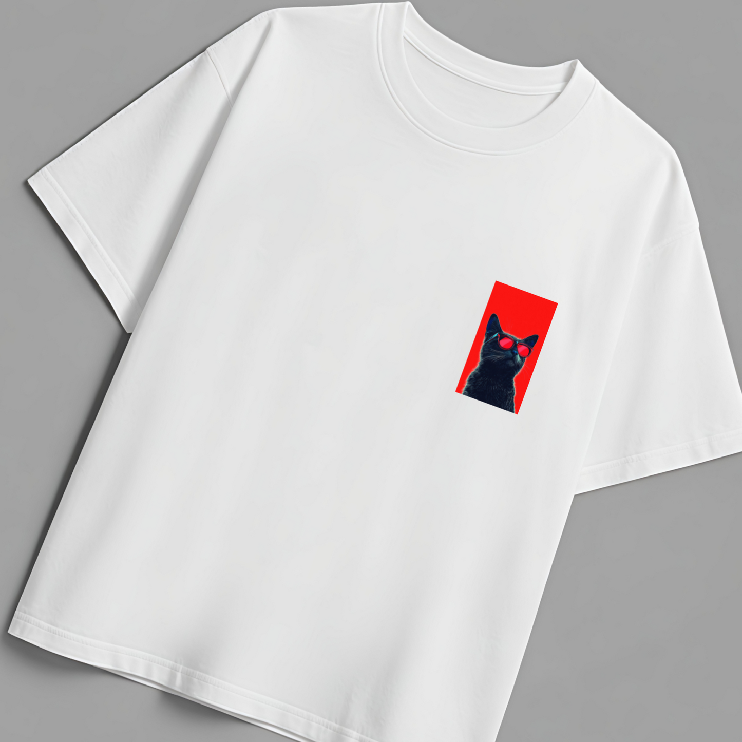 MEOW OVERSIZED TEE-WHITE