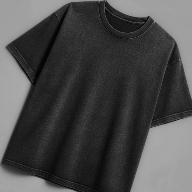 STREETWEAR ESSENTIAL OVERSIZED TEE – BLACK ACID WASHED